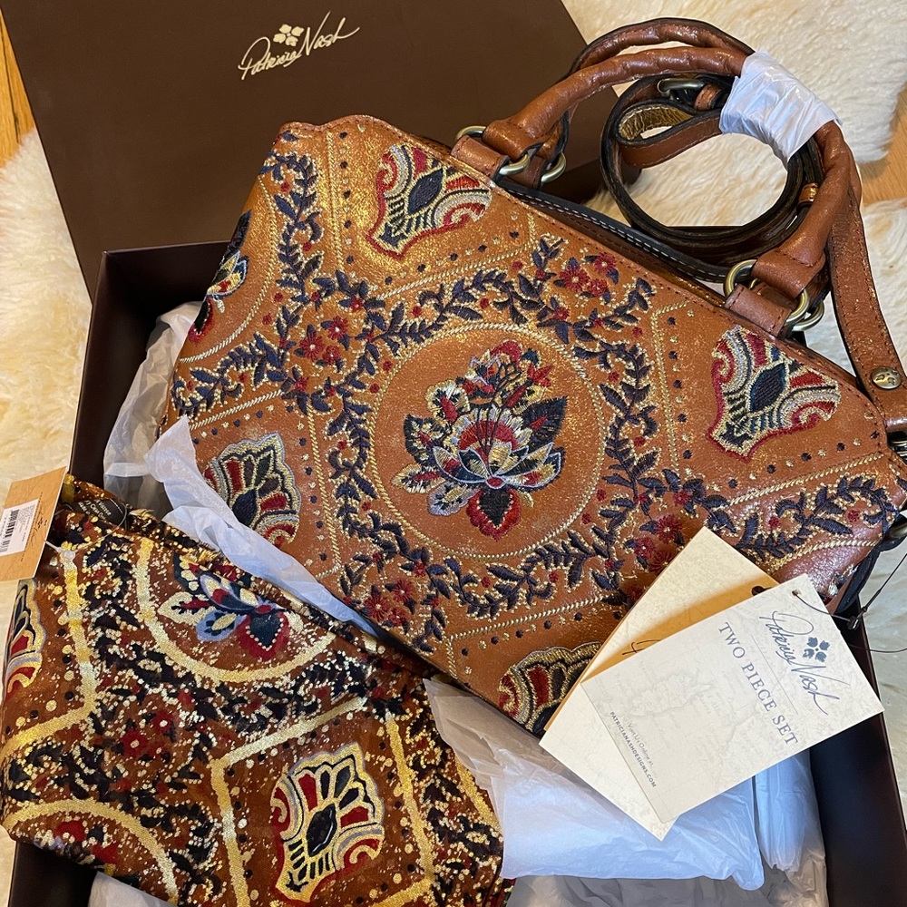 PATRICIA NASH crossbody tote Provencal Embroidery Collection and scarf set